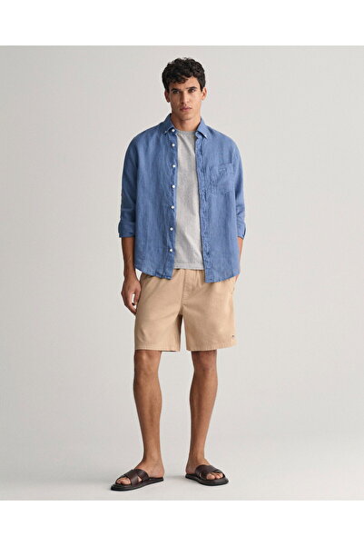 Gant Men's Blue Regular Fit Button Collar Linen Shirt