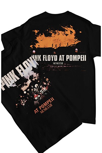 Fuddy Moda تي شيرت للجنسين من Pink Floyd At Pompeii – MCMLXXII رقم مطبوع، تي شيرت قصة فضفاضة ذو طابع فرقة الروك