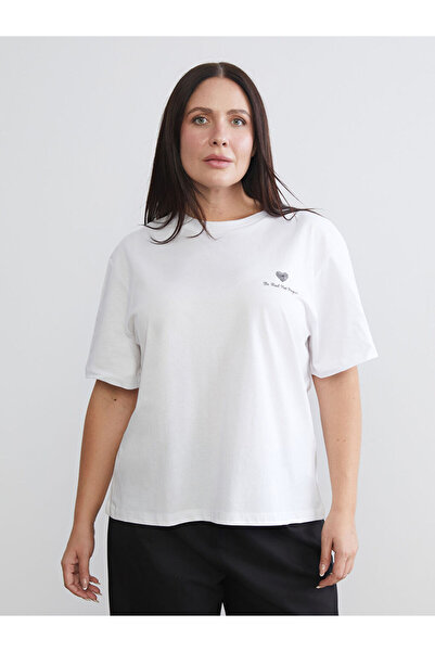 LC Waikiki Tricou pentru femei Soulife, alb, mărime mare, cu decolteu tip cic...