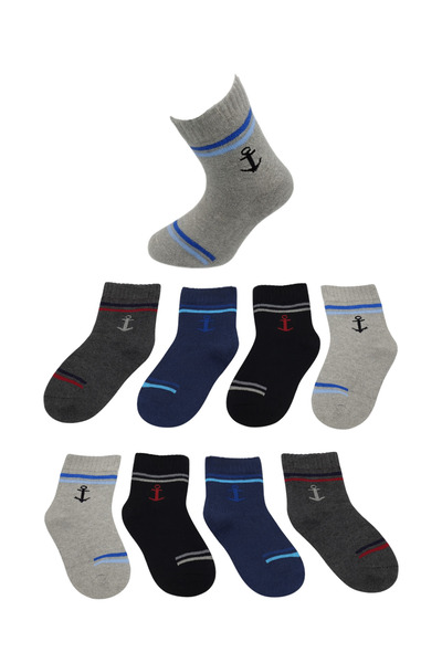 stellare 8 чифта детски чорапи в тъмни цветове – с мотив корабна котва, удобни и издръжливи