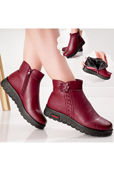 Botinelli Ghete damă din piele ecologică, bordeaux, Marda, mărimea 36