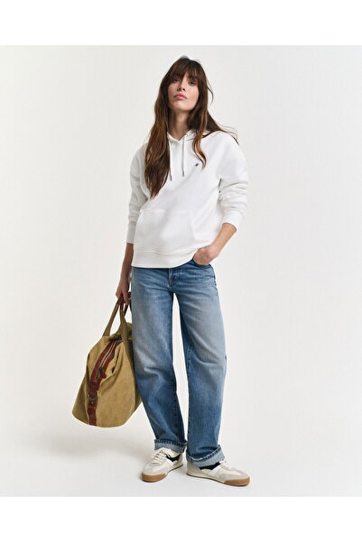 Gant Women's White Relaxed Fit Hooded Sweatshirt