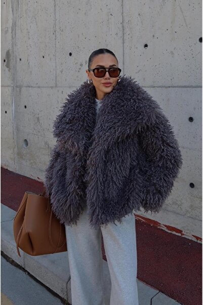 Havoş Anthracite Powell Faux Fur Coat