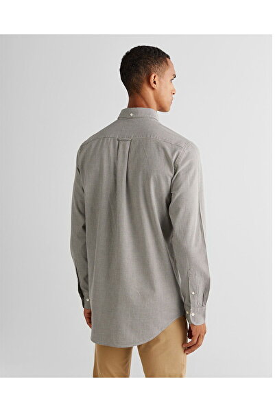 Gant Men's Gray Regular Fit Button-down Collar Check Shirt