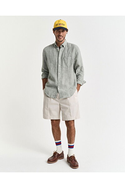 Gant Men's Green Regular Fit Button Collar Linen Shirt