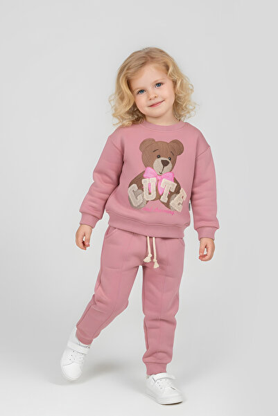 baby flamindo Cute Embroidered Bear Printed 3-Thread Girls' Set