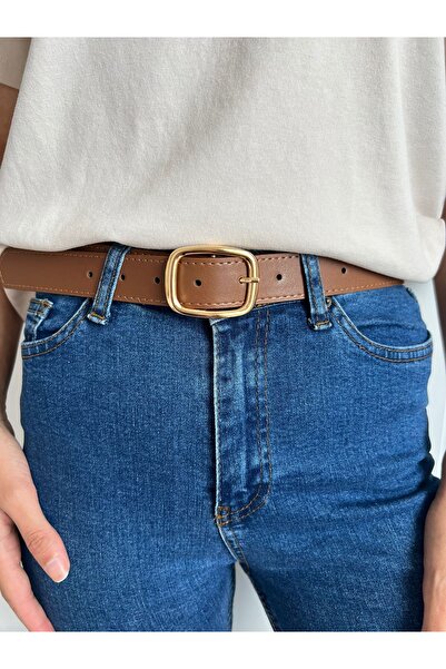 Eksibir Oval Gold Tokalı Kadın Kemeri Pantolon Kemeri Elbise Kemeri