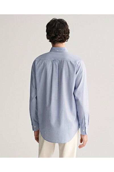 Gant Men's Blue Regular Fit Striped Button Collar Shirt