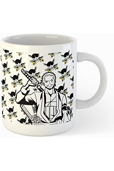 The Bros White Mug with One Piece Zoro Logo and Zoro Design Printing