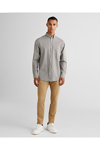 Gant Men's Gray Regular Fit Button-down Collar Check Shirt