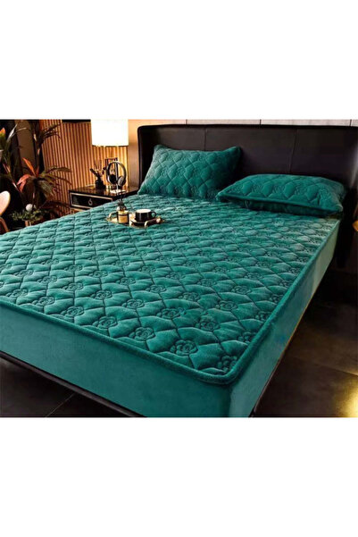 Dercasa Mattress cover / topper with elastic, emerald green, 140x200 cm