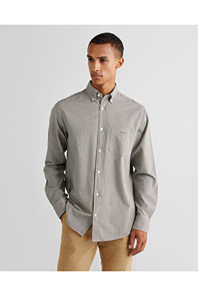 Gant Men's Gray Regular Fit Button-down Collar Check Shirt