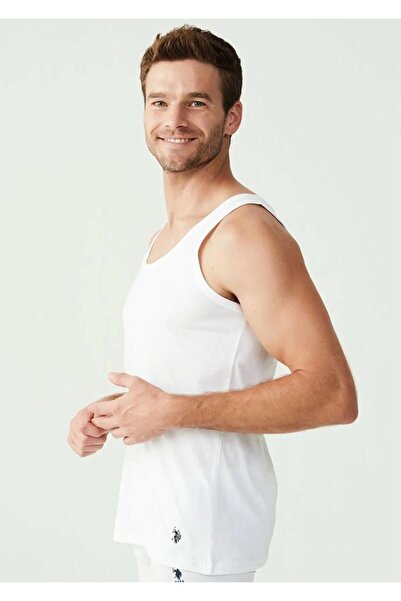 U.S. Polo Assn. Erkek Siyah 2 'Li Atlet %100 Pamuk -Kutulu -BEYAZ-TLY80U4A41