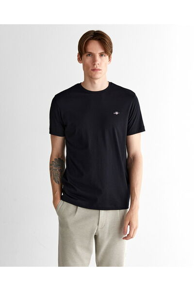 Gant Men's Black Regular Fit Crew Neck T-Shirt