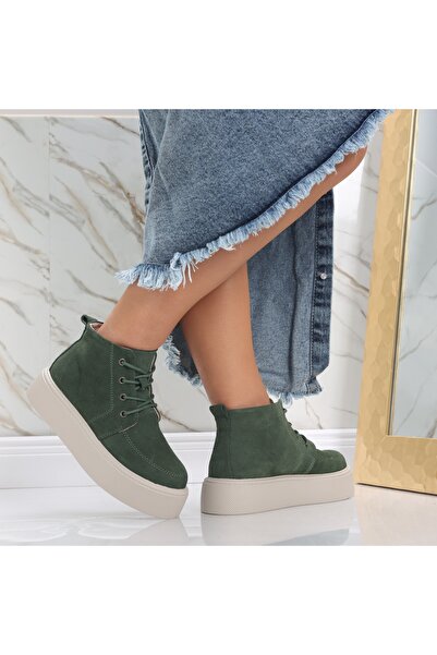 Botinelli Women's Green Boots Made of Suede Leather Jida, 37