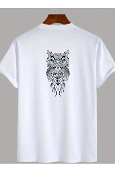 TİMİSİVA Unisex Oversize BAYKUS Baskılı %100 Pamuklu 30/1 Bisiklet Yaka Kısa Kollu BEYAZ T-shirt