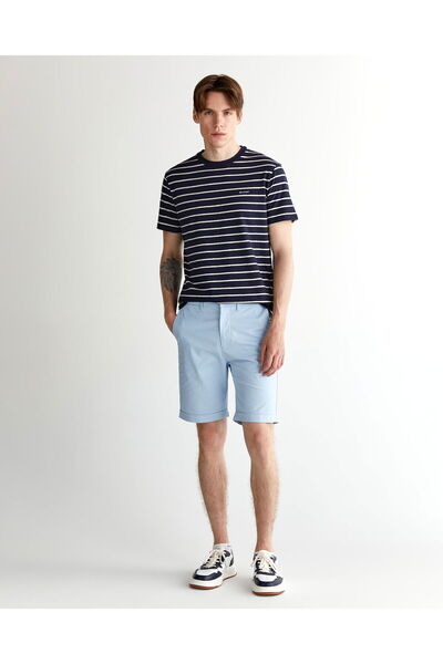 Gant Men's Navy Blue Regular Fit Crew Neck Striped T-Shirt