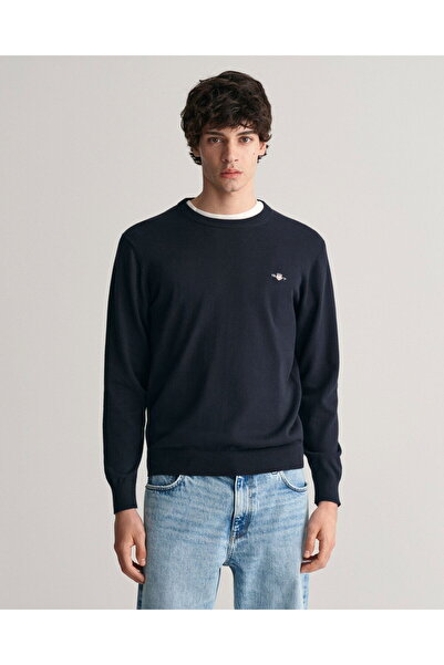 Gant Men's Navy Blue Regular Fit Crew Neck Sweater