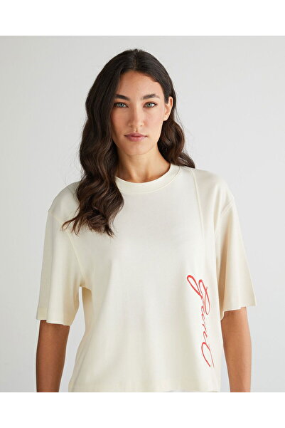 Gant Women's White Crew Neck Color Block T-Shirt