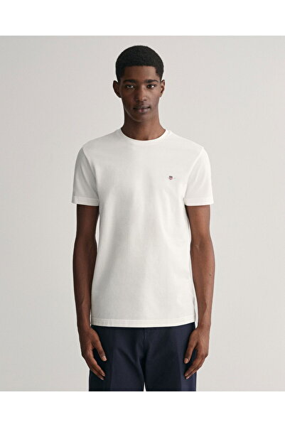 Gant Men's White Slim Fit Crew Neck T-Shirt