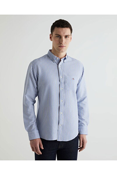 Gant Men's Blue Regular Fit Classic Collar Striped Shirt