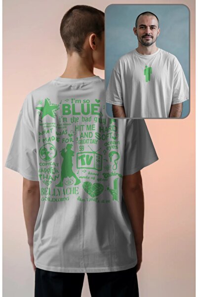 Fuddy Moda Μπλουζάκι Unisex Green Billie Eilish με κείμενο στην πλάτη, oversi...