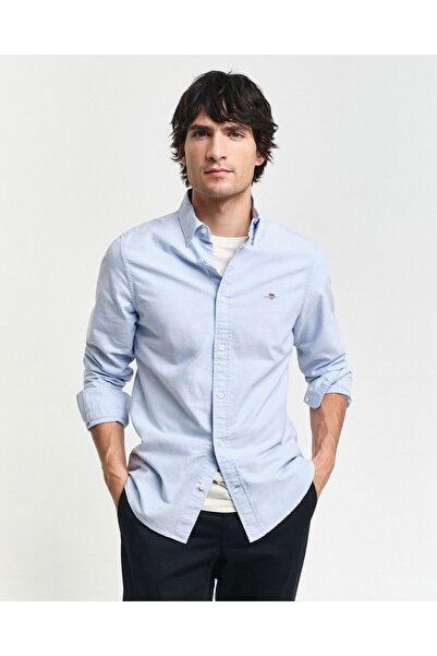 Gant Men's Blue Slim Fit Classic Collar Oxford Shirt