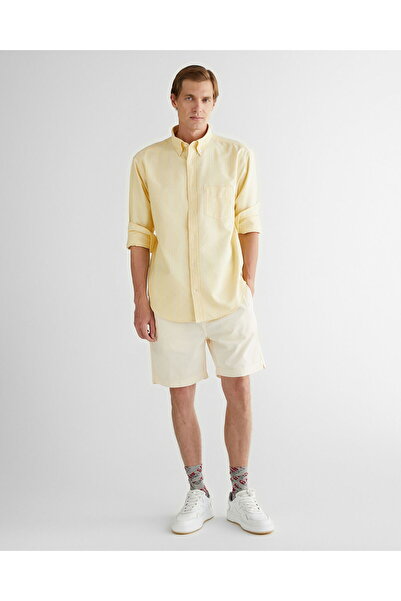 Gant Men's Yellow Relaxed Fit Button Collar Striped Shirt