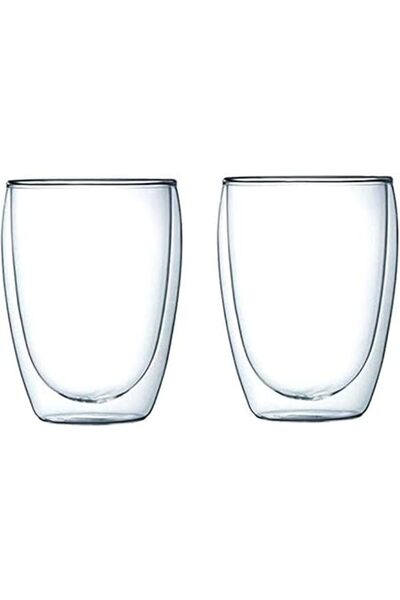 The Bros طقم أكواب زجاجية معزولة مزدوجة الجدار من قطعتين - أكواب عصير وشاي وإ...