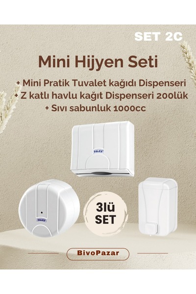Palex 3 lü Hijyen Seti - Beyaz ( Sıvı Sabunluk+Tuvalet Kağıt Dispenseri+ Z Ka...