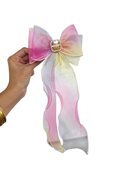 NİLZ مشبك أوتوماتيكي بتفاصيل فيونكة حجرية متدرجة اللون وذيل