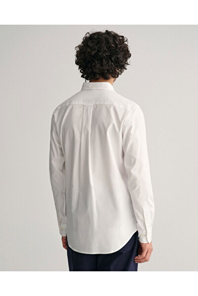 Gant Men's White Regular Fit Buttoned Collar Oxford Shirt