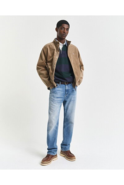 Gant Men's Green Regular Fit Long Sleeve Striped Rugby T-Shirt