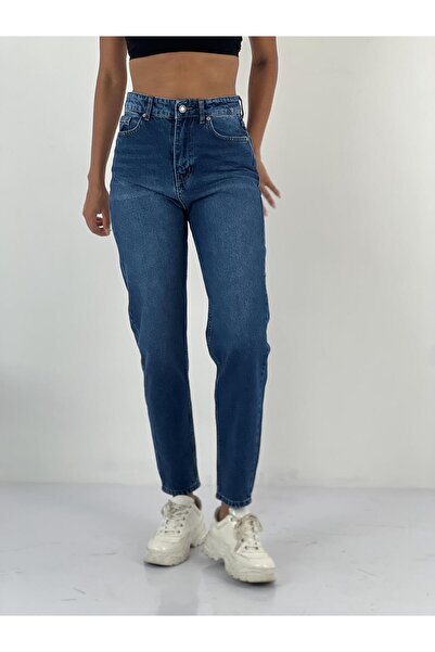 Miss Poem Women's High Waist Mom Jean Pants