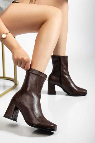 SEDRİK Yeni sezon acı kahve streç topuklu kadın bot model kodu667