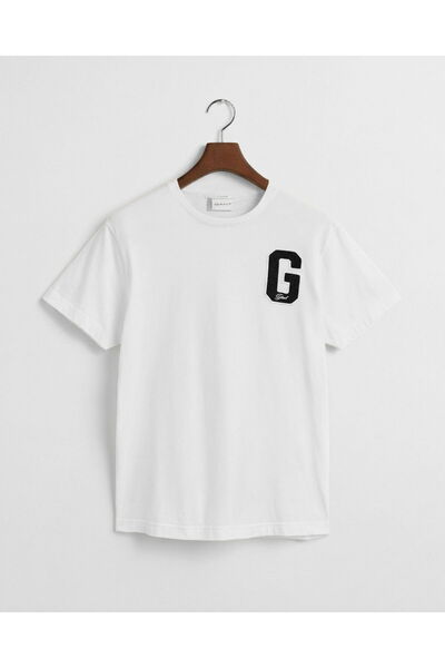 Gant Men's Cream Regular Fit Crew Neck Logo T-Shirt