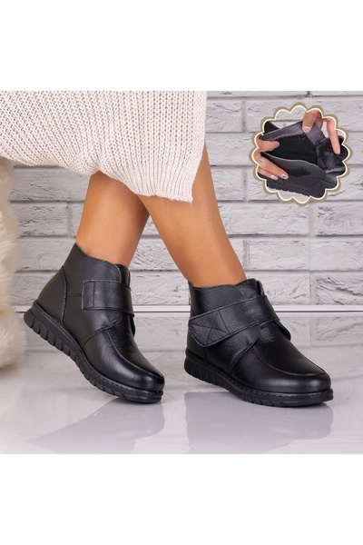 Botinelli Women's Black Fur-lined Boots Made of Genuine Leather Beires, 36