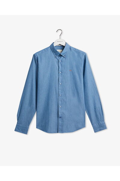Gant Men's Blue Regular Fit Buttoned Collar Shirt