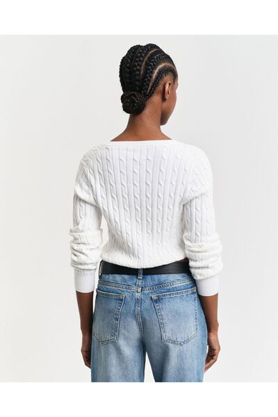 Gant Women's Cream V-Neck Knit Sweater