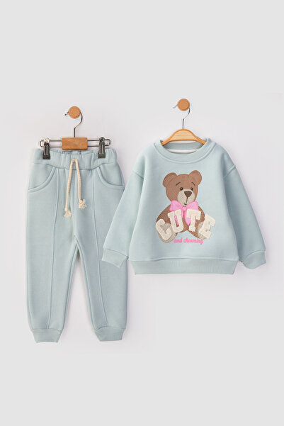 baby flamindo Cute Embroidered Bear Printed 3-Thread Girls' Set