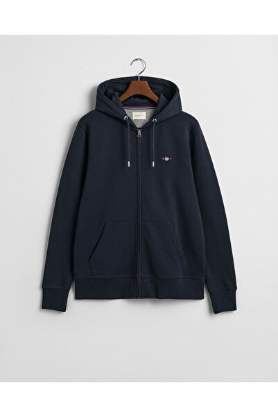Gant Men's Navy Blue Regular Fit Zippered Sweatshirt