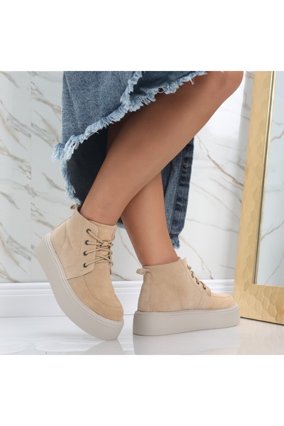 Botinelli Women's Beige Boots Made of Suede Leather Jida, 38