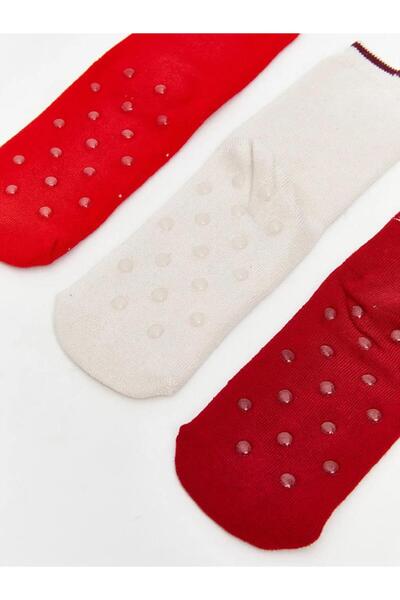 LC Waikiki Non-Slip Sole Bear Teddy Patterned Girls' Towel Socks 3-Piece (W5)