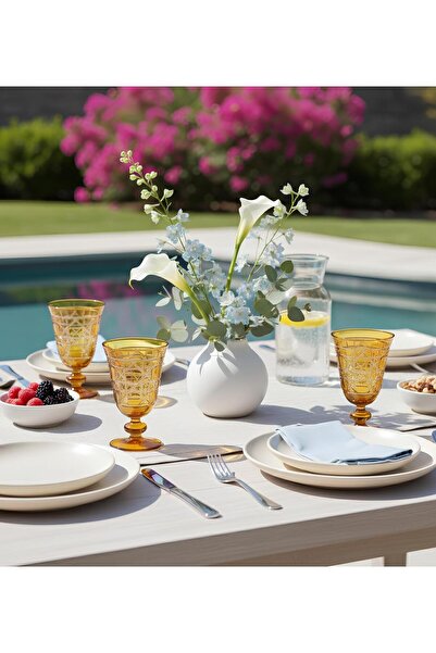 AKDEN STORE Cutting Decor Handcrafted Stella Glass, Goblet