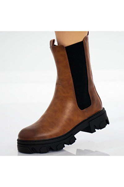 Botinelli Women's Camel Fur-lined Boots Made of Defa -Leather, 38