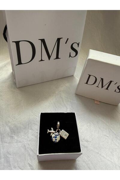 DM’s Silver Uçak,Pasaport ve Dünya 3’lü Gümüş Charm’ı