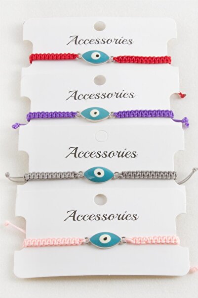 nolva Οβάλ βραχιόλι με πλεκτό μακραμέ με κακό μάτι