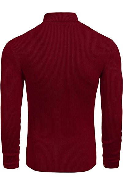 VASK Ανδρικό πλεκτό πουλόβερ με ψηλό λαιμό εφαρμοστό – Βασικό ελαστικό χειμερινό μοντέλο