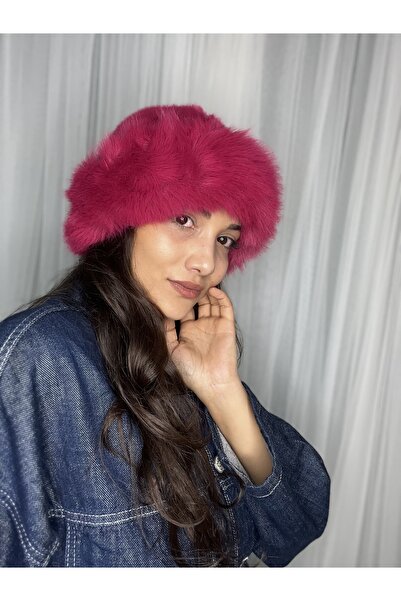 laviyonsa Plush Bucket Hat with Fur Trim