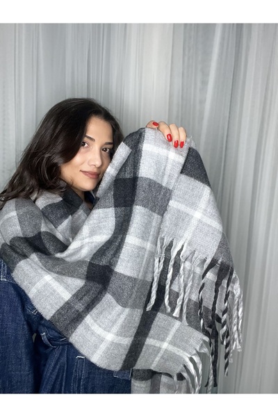 laviyonsa Eșarfă și șal din lână groasă de iarnă, model cu ciucuri